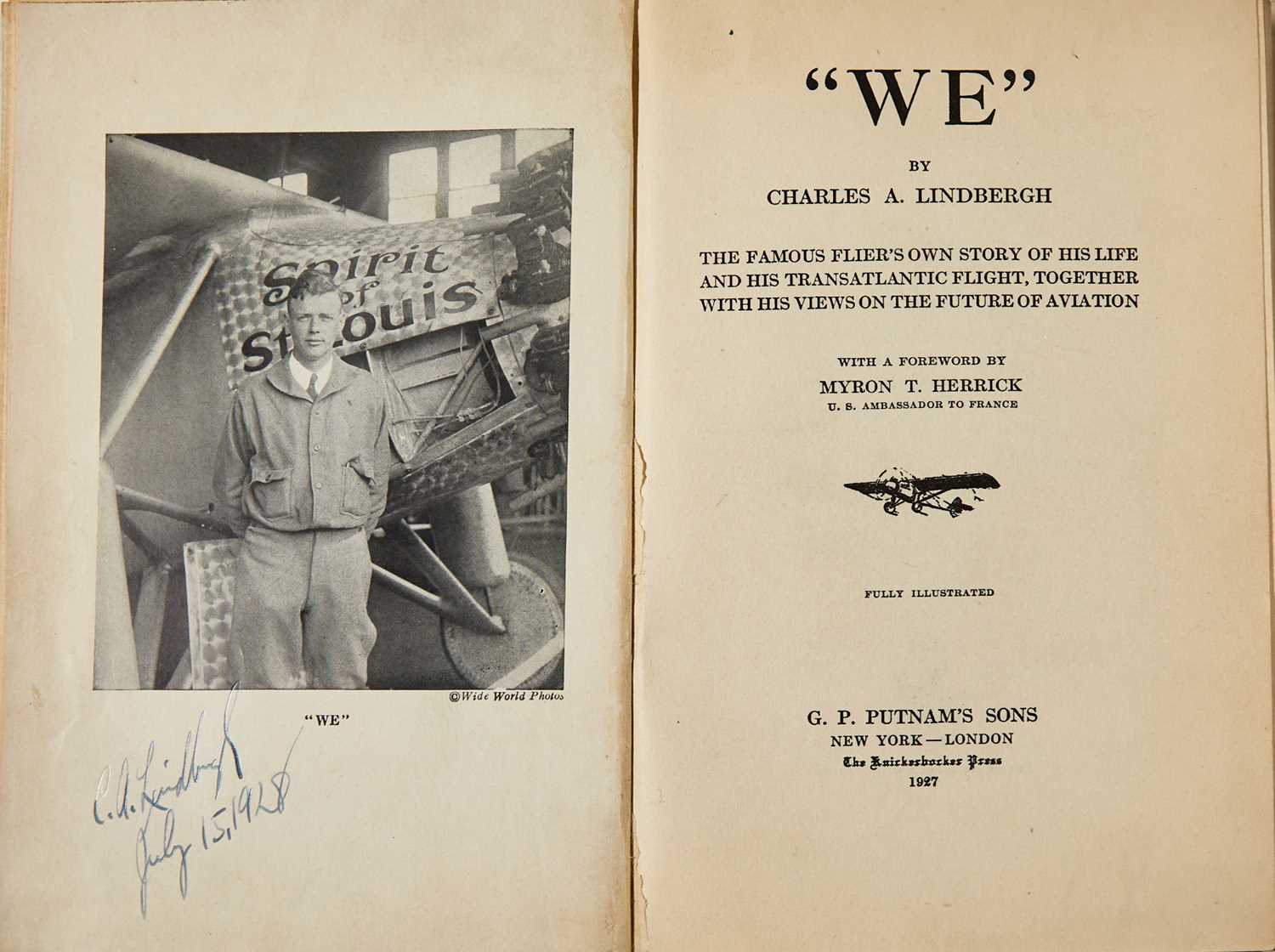 Lot 57 - Lindbergh's "We," signed by the author