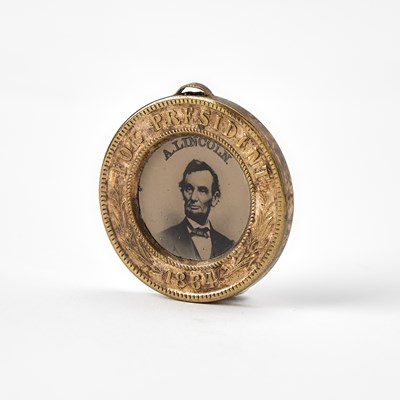 Lot 41 - Lincoln presidential campaign ferrotypes and commemorative mourning buttons