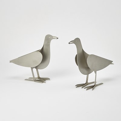 Lot 398 - Pair of Francois-Xavier Lalanne Aluminum "L'Oiseau d'Argent" Candle Holders