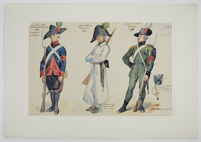 Lot 151 - Original drawings of Swiss regimental costumes
