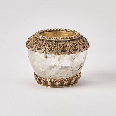 Lot 369 - A Tibetan Gilt-Bronze-Mounted Rock Crystal Bowl