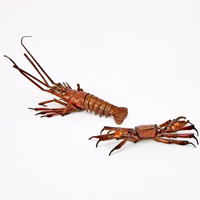 Lot 347 - Two Japanese Copper Alloy Articulated Crustaceans