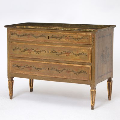 Lot 166 - Italian Neoclassical Paint Decorated Chest of Drawers