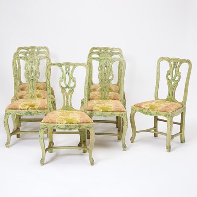 Lot 143 - Set of Eight George III Style Painted Side Chairs