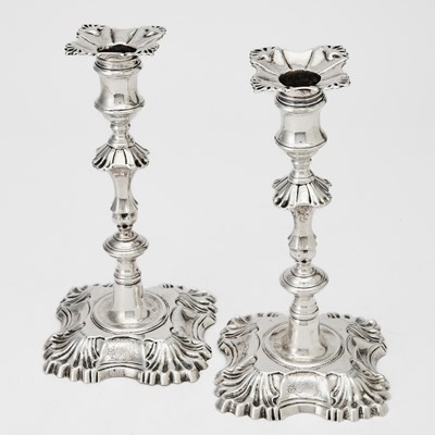 Lot 73 - Pair of George II Sterling Silver Candlesticks