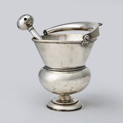 Lot 177 - South American Silver Holy Water Font and Sprinkler (Aspersorium and Aspergillum)
