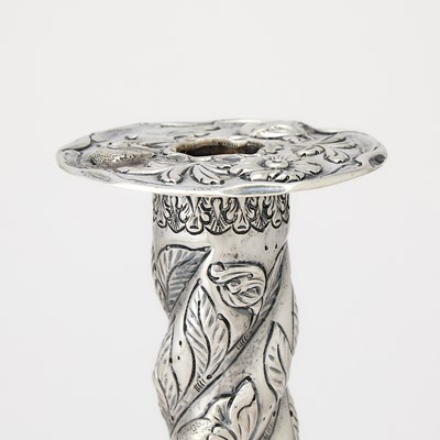 Lot 215 - Pair of Dutch Baroque Style Silver Candlesticks