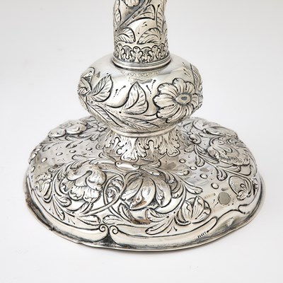 Lot 215 - Pair of Dutch Baroque Style Silver Candlesticks