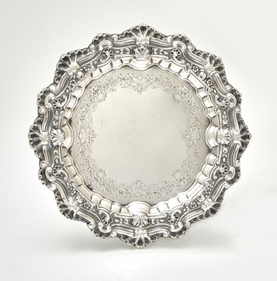 Lot 179 - Pair of Portuguese Silver Bottle Coasters and Larger Salver