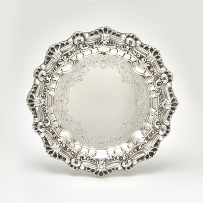 Lot 179 - Pair of Portuguese Silver Bottle Coasters and Larger Salver