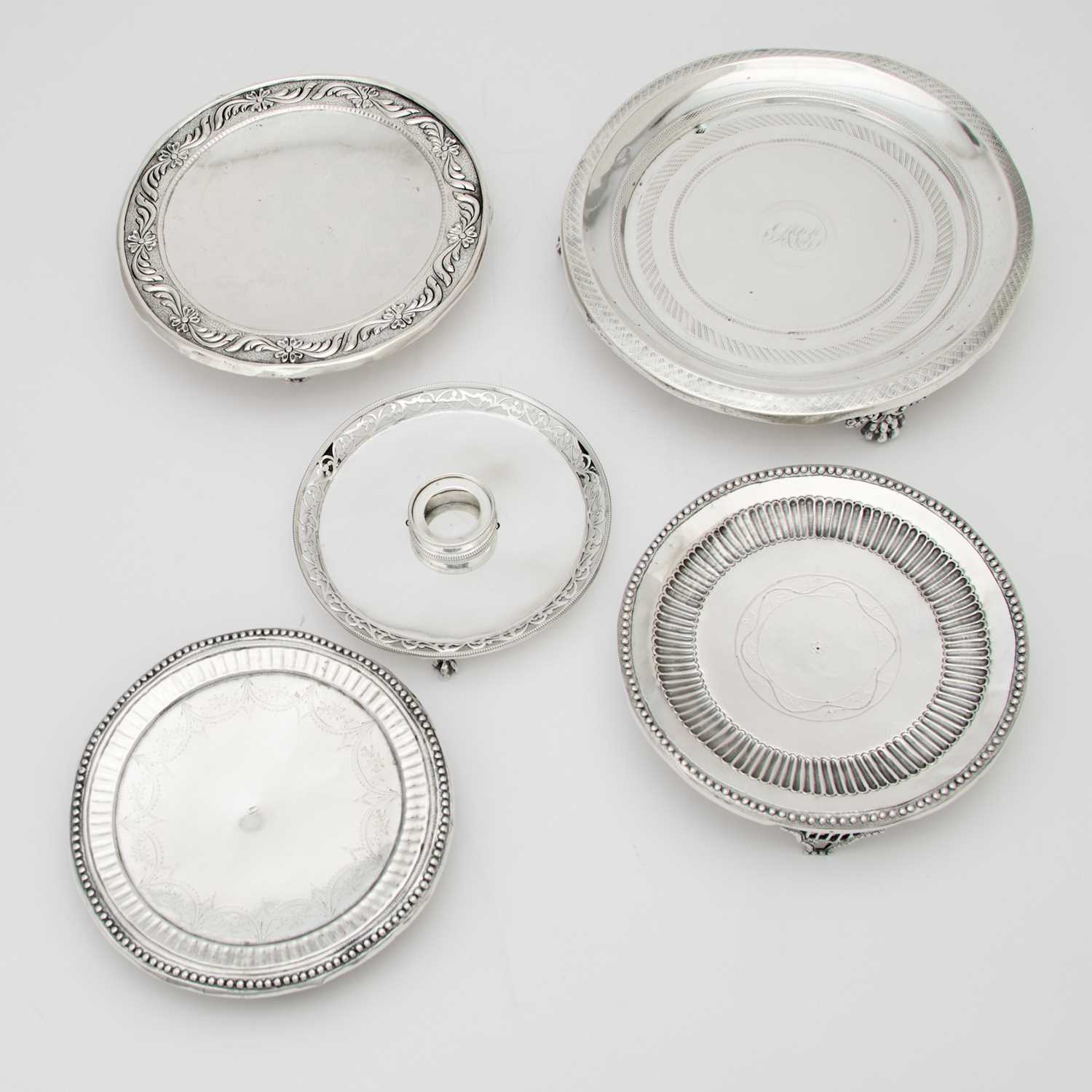 Lot 231 - Five Silver Salvers and Waiters