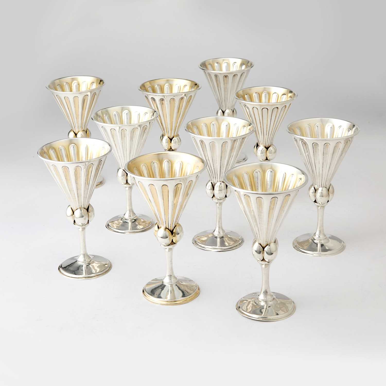 Lot 239 - Set of Ten Mexican Sterling Silver Goblets