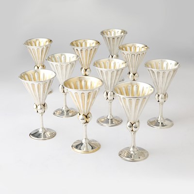 Lot 239 - Set of Ten Mexican Sterling Silver Goblets