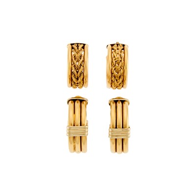 Lot 1078 - Two Pairs of Gold Hoop Earrings