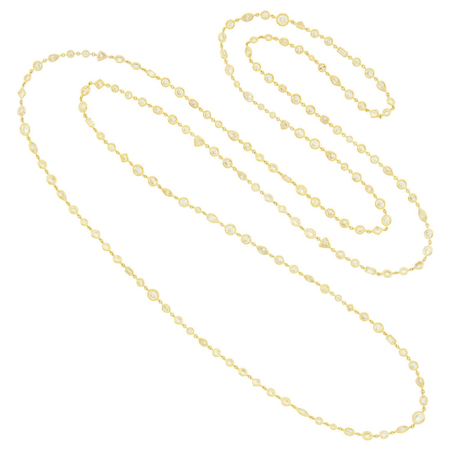 Lot 143 - Long Gold and Diamond Chain Necklace
