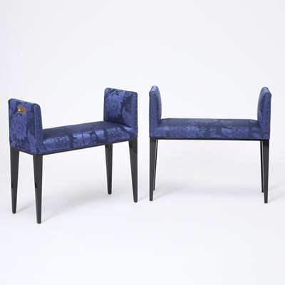 Lot 377 - Pair of Edward Wormley for Dunbar Upholstered Ebonized "Bermuda" Benches