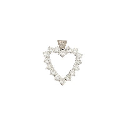 Lot 1132 - White Gold and Diamond Heart Pendant