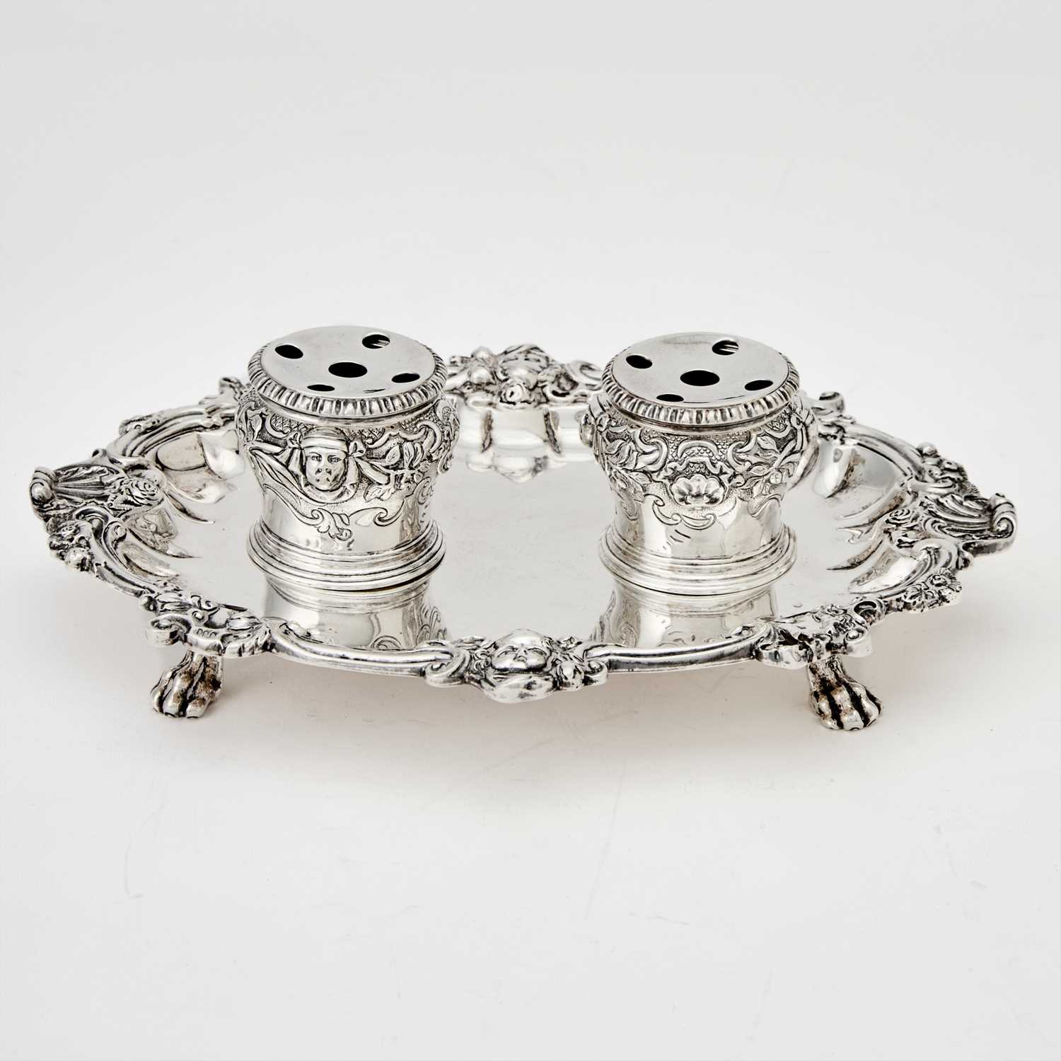 Lot 125 - George V Sterling Silver Inkstand