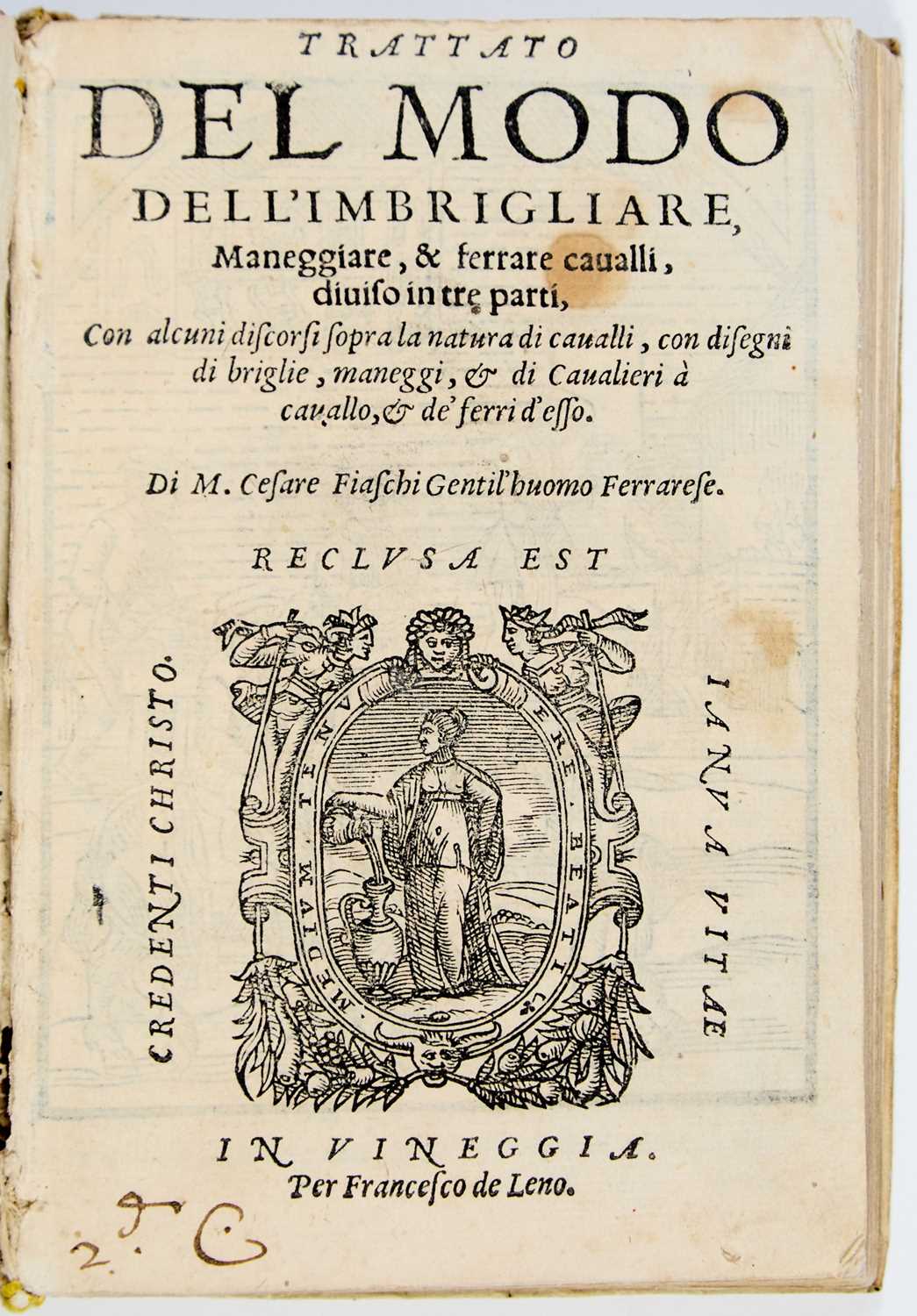 Lot 79 - Fiaschi's treatise on riding, including how to sing to your horse