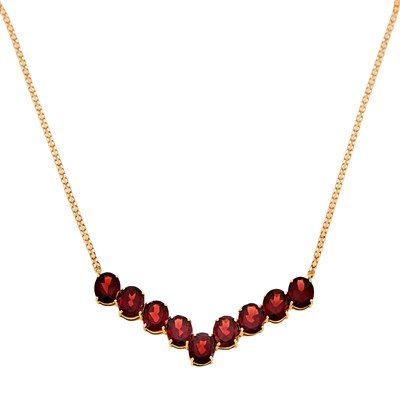 Lot 1181 - Low Karat Gold and Garnet Necklace