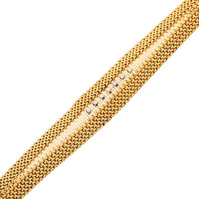 Lot 1068 - Gold and Diamond Woven Bracelet