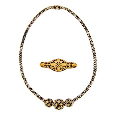 Lot 1271 - John Hardy Silver and Gold Pendant-Necklace and Brooch