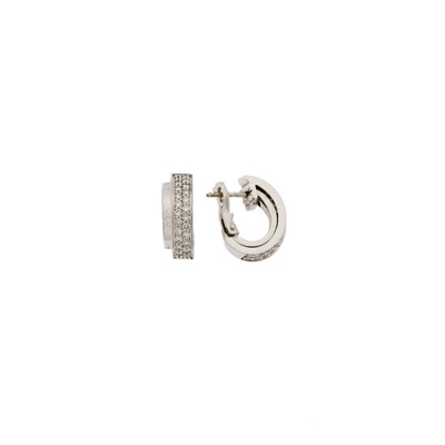 Lot 1134 - Piaget Pair of White Gold and Diamond 'Possession' Hoop Earrings