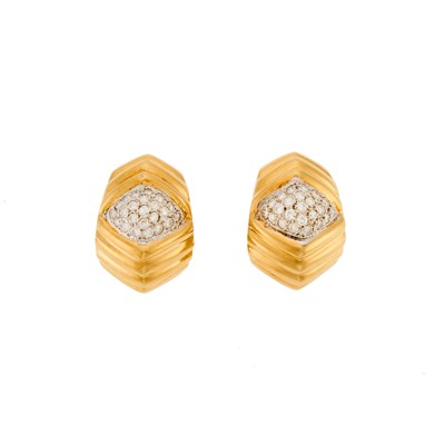 Lot 1103 - Pair of Gold and Diamond Earrings