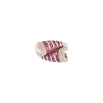 Lot 1135 - White Gold, Pink Tourmaline and Diamond Ring