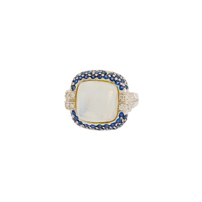 Lot 1120 - White Gold, Moonstone, Sapphire and Diamond Ring