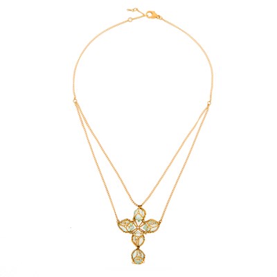 Lot 1039 - Anthony Nak Gold and Aquamarine Briolette Pendant-Necklace