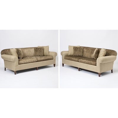 Lot 193 - Pair of Upholstered Mahogany Sofas