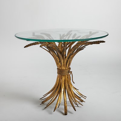 Lot 387 - Gilt-Metal and Glass "Sheaf of Wheat" Occasional Table