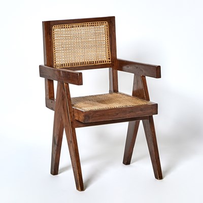 Lot 340 - Pierre Jeanneret Teak and Cane "Model PJ-SI-28-A" Floating Back Office Chair