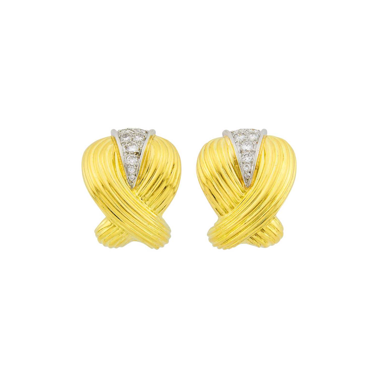 Lot 7 - Turi Pair of Gold and Diamond Earrings