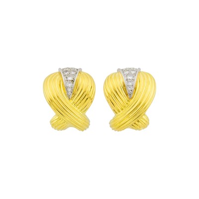 Lot 7 - Turi Pair of Gold and Diamond Earrings