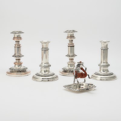 Lot 44 - Group of Silver Plated/Sheffield Plated Candlesticks