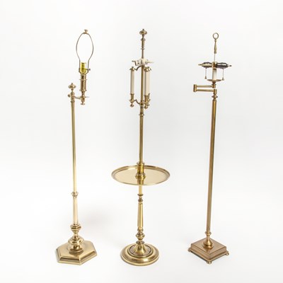 Lot 223 - Three Brass Floor Lamps