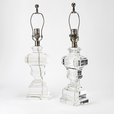 Lot 232 - Pair of Neoclassical Style Glass Table Lamps