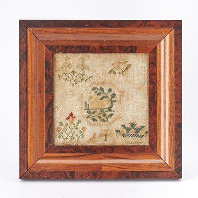 Lot 245 - Diminutive Pictorial Needlework Sampler