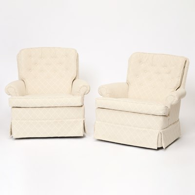 Lot 231 - Pair of Upholstered Rocking Swivel Chairs