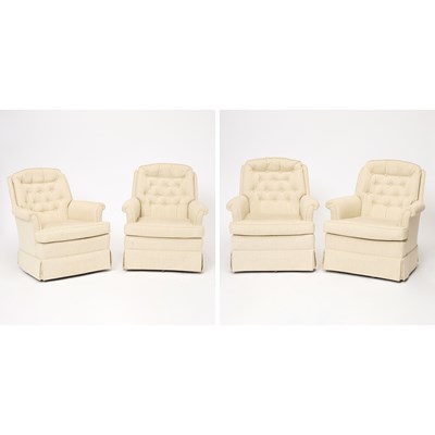 Lot 191 - Set of Four Upholstered Rocking Swivel Chairs