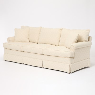 Lot 229 - White Linen Upholstered Three Seat Sofa by Century Furniture
