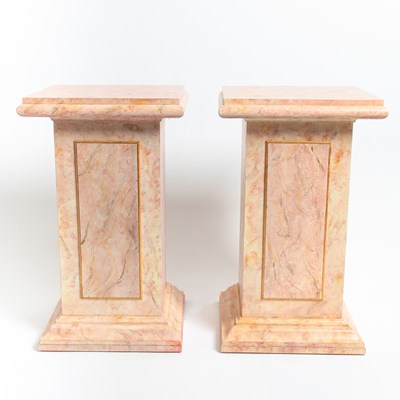 Lot 292 - Pair of Faux Marble Painted Wood Pedestals