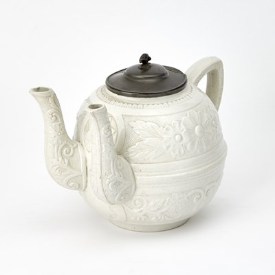 Lot 299 - English White Salt Glaze Double Spout Teapot