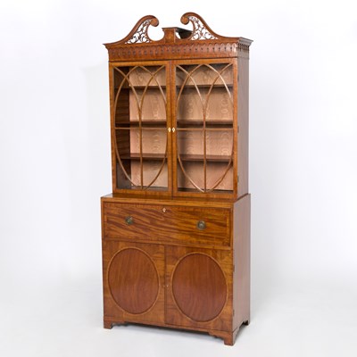 Lot 304 - George III Inlaid Mahogany Secretary Bookcase