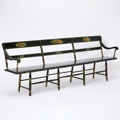 Lot 219 - American Paint Decorated Pine Settee
