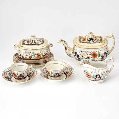Lot 337 - English Imari Partial Tea Service