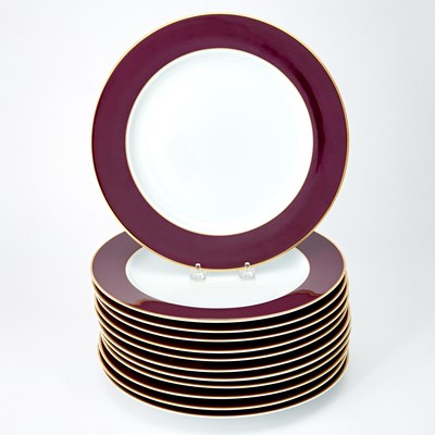 Lot 349 - Set of Twelve Bernardaud Porcelain 'Opaline Black Tulip' Service Plates