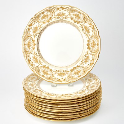 Lot 352 - Set of Twelve Royal Doulton Gilt Decorated Porcelain Plates